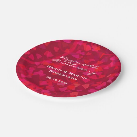 Gepersonaliseerde Ruby Gem Red 40e Jubileum Party Papieren Bordje (Gekanteld)