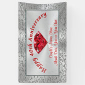 Gepersonaliseerde Ruby Happy 40th Jubileum Banners (Verticaal)
