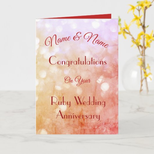 Gepersonaliseerde Ruby Jubileum Wenskaart. Kaart (Gele Bloem)