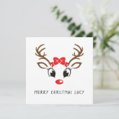 Gepersonaliseerde Rudolf Christmas Holiday Kaart (Staand voorkant)