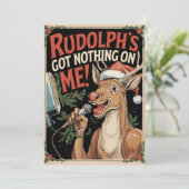 Gepersonaliseerde Rudolph heeft niets grappigs Feestdagenkaart (Staand voorkant)