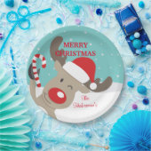 Gepersonaliseerde Rudolph Reindeer met snoepriet Papieren Bordje (Feest)