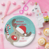 Gepersonaliseerde Rudolph Reindeer met snoepriet Papieren Bordje (Feest)