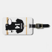 Gepersonaliseerde Rugby Jersey Black en White Bagagelabel (Voorkant horizontaal)