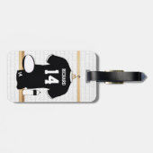 Gepersonaliseerde Rugby Jersey Black en White Bagagelabel (Achterkant horizontaal)