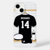 Gepersonaliseerde Rugby Jersey Black en White Case-Mate iPhone Case (Achterkant)