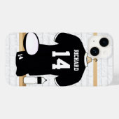 Gepersonaliseerde Rugby Jersey Black en White Case-Mate iPhone Case (Achterkant (horizontaal))