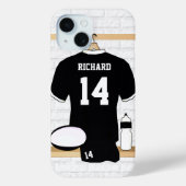 Gepersonaliseerde Rugby Jersey Black en White Case-Mate iPhone Case (Achterkant)