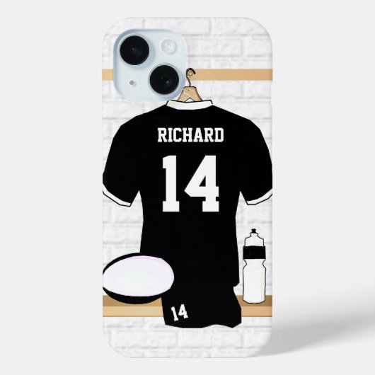 Gepersonaliseerde Rugby Jersey Black en White Case-Mate iPhone Case (Achterkant)