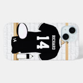 Gepersonaliseerde Rugby Jersey Black en White Case-Mate iPhone Case (Achterkant (horizontaal))
