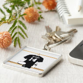 Gepersonaliseerde Rugby Jersey Black en White Sleutelhanger (Zijkant)