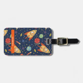 Gepersonaliseerde ruimte katten Bagagelabel (Voorkant horizontaal)