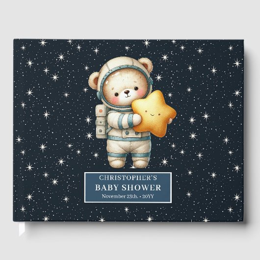 Gepersonaliseerde ruimte Teddy Bear Gastboek Baby  Gastenboek (Voorkant)