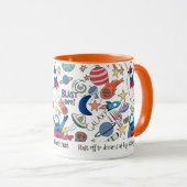 Gepersonaliseerde ruimte thema doedels voor kinder mok (Voorkant rechts)