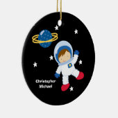 Gepersonaliseerde ruimteastronaut jongen's versier keramisch ornament (Rechts)