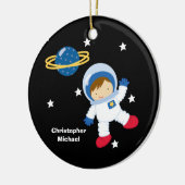 Gepersonaliseerde ruimteastronaut jongen's versier keramisch ornament (Links)