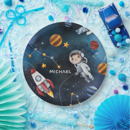 Gepersonaliseerde ruimtevaart Astronaut Shuttle Tr Papieren Bordje (Feest)