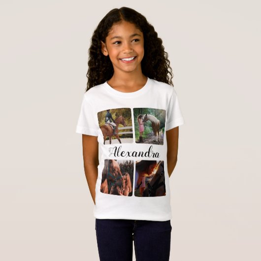 Gepersonaliseerde Ruitersport Paardrijden foto T-shirt (Voorkant volledig)