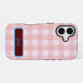 Gepersonaliseerde ruitjes Gingham iPhone 16 Hoesje (Achterkant horizontaal)