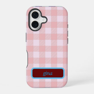 Gepersonaliseerde ruitjes Gingham iPhone 16 Hoesje