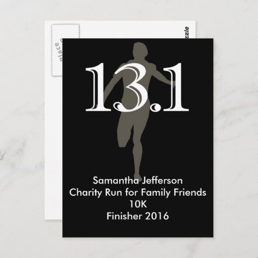 Gepersonaliseerde Runner 13.1 de Helderheid Van ee Briefkaart (Voorkant / Achterkant)