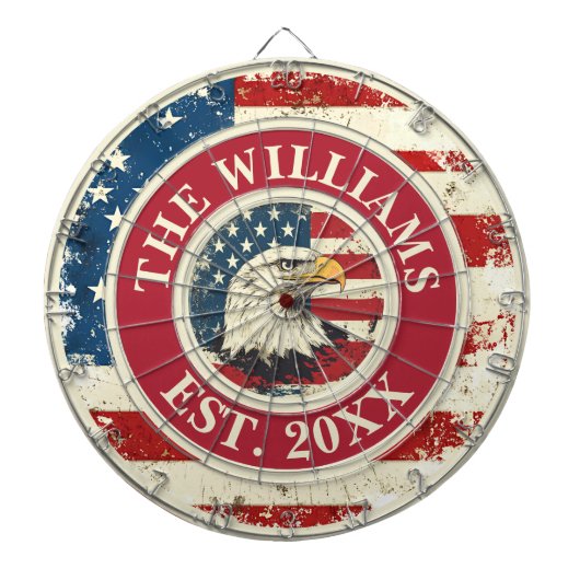 Gepersonaliseerde Rustic American Flag Patriotic E Dartbord (Voorkant)
