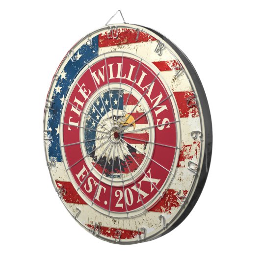 Gepersonaliseerde Rustic American Flag Patriotic E Dartbord (Voorkant Rechts)