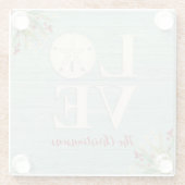 Gepersonaliseerde Rustic Beach Sand Dollar Square Glazen Onderzetter (Achterkant)