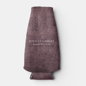 Gepersonaliseerde Rustic Burgundy Linen Texture Flesjeskoeler (Voorkant)