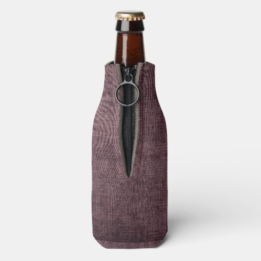 Gepersonaliseerde Rustic Burgundy Linen Texture Flesjeskoeler (Fles Achterkant)