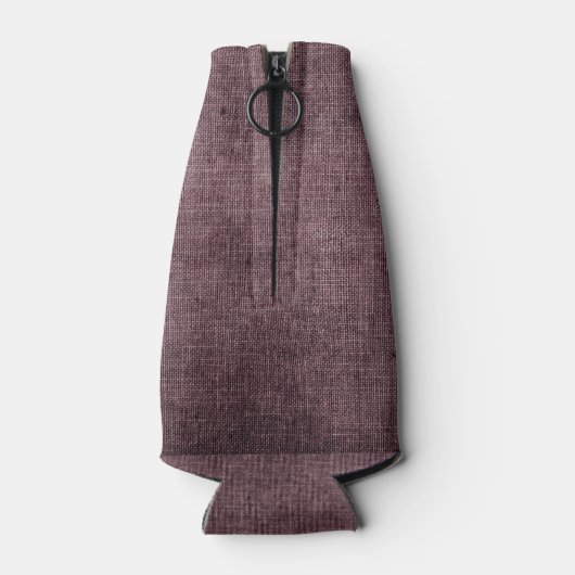 Gepersonaliseerde Rustic Burgundy Linen Texture Flesjeskoeler (Achterkant)