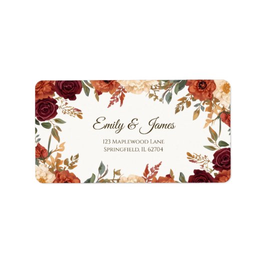 Gepersonaliseerde Rustic Fall Wedding Retouradres Etiket (Voorkant)