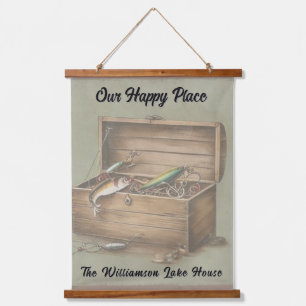 Gepersonaliseerde Rustic Lake House Gevist Cabin Hangend Wandkleed