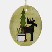 Gepersonaliseerde Rustic Mountain Country Moose Ho Keramisch Ornament (Rechts)