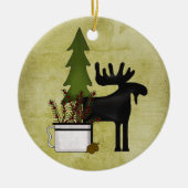 Gepersonaliseerde Rustic Mountain Country Moose Ho Keramisch Ornament (Voorkant)