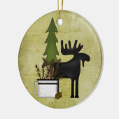 Gepersonaliseerde Rustic Mountain Country Moose Ho Keramisch Ornament (Links)
