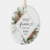 Gepersonaliseerde Rustic Pine Dad Memorial Ornamen Keramisch Ornament (Rechts)