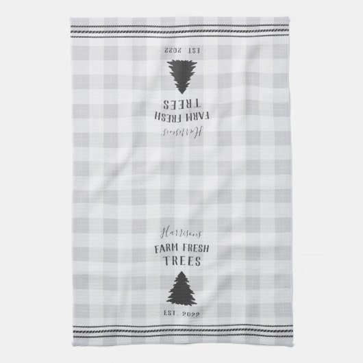 Gepersonaliseerde Rustic Plaid Holiday Boerderij,  Theedoek (Verticaal)