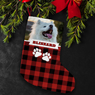 Gepersonaliseerde Rustic Red Buffalo Hondennaam Fo Kleine Kerstsok