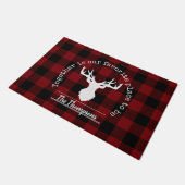 Gepersonaliseerde Rustic Red en Black Buffalo Plai Deurmat (Schuin)