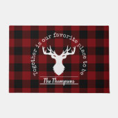Gepersonaliseerde Rustic Red en Black Buffalo Plai Deurmat (Voorkant)