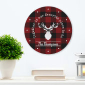 Gepersonaliseerde Rustic Red en Black Buffalo Plai Grote Klok