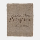 Gepersonaliseerde Rustic Wedding Familienaam Fleece Deken (Voorkant)