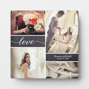 Gepersonaliseerde Rustic Wedding Love Foto Collage Fotoplaat