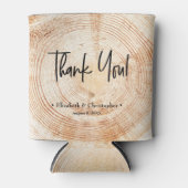 Gepersonaliseerde Rustic Wood Disk Dank u Weddensc Blikjeskoeler (Voorkant)