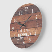 Gepersonaliseerde Rustic Wood Plank Farmhouse Grote Klok (Hoek)
