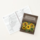 Gepersonaliseerde Rustic Wood Yellow Sunflower Rec Notitieboek (Binnen)