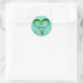 Gepersonaliseerde rustieke Aqua Green Heart Ronde Sticker (Tas)