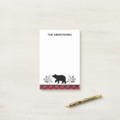 Gepersonaliseerde rustieke Beer Buffalo Plaid Post-it® Notes (Op bureau)
