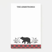 Gepersonaliseerde rustieke Beer Buffalo Plaid Post-it® Notes (Voorkant)